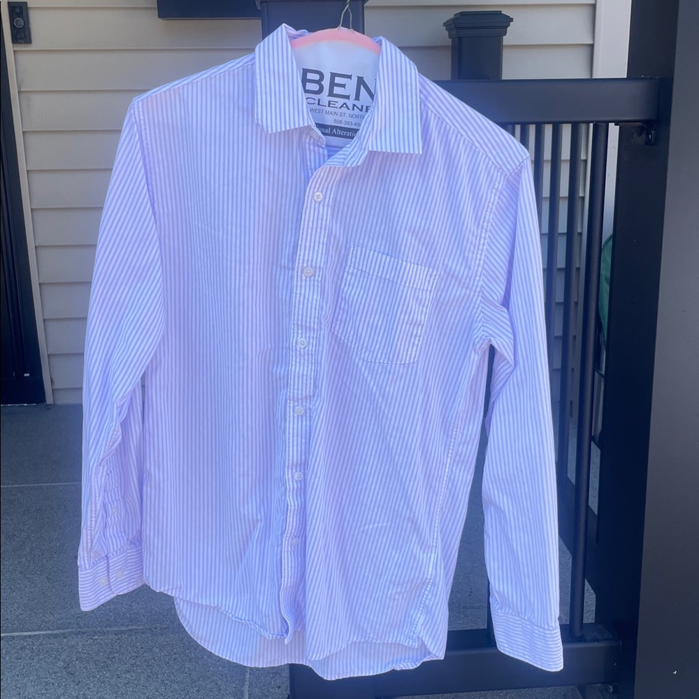 Amazon Essentials Light Purple and White Striped Shirt
